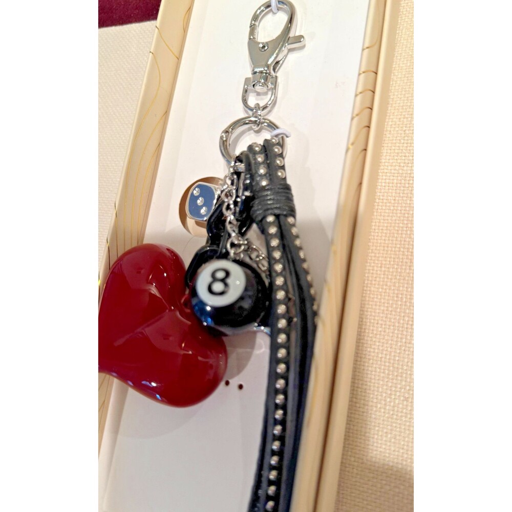 NWT Eye Candy Los Angeles Eight Ball Dice Star Heart Keychain Bag Charm - Picture 3 of 6